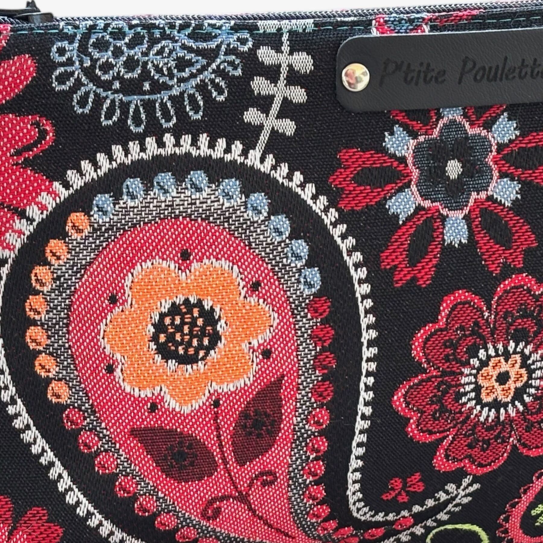 🌺 Trousse en Jacquard Fleuri – Création Artisanale Française – Image 3