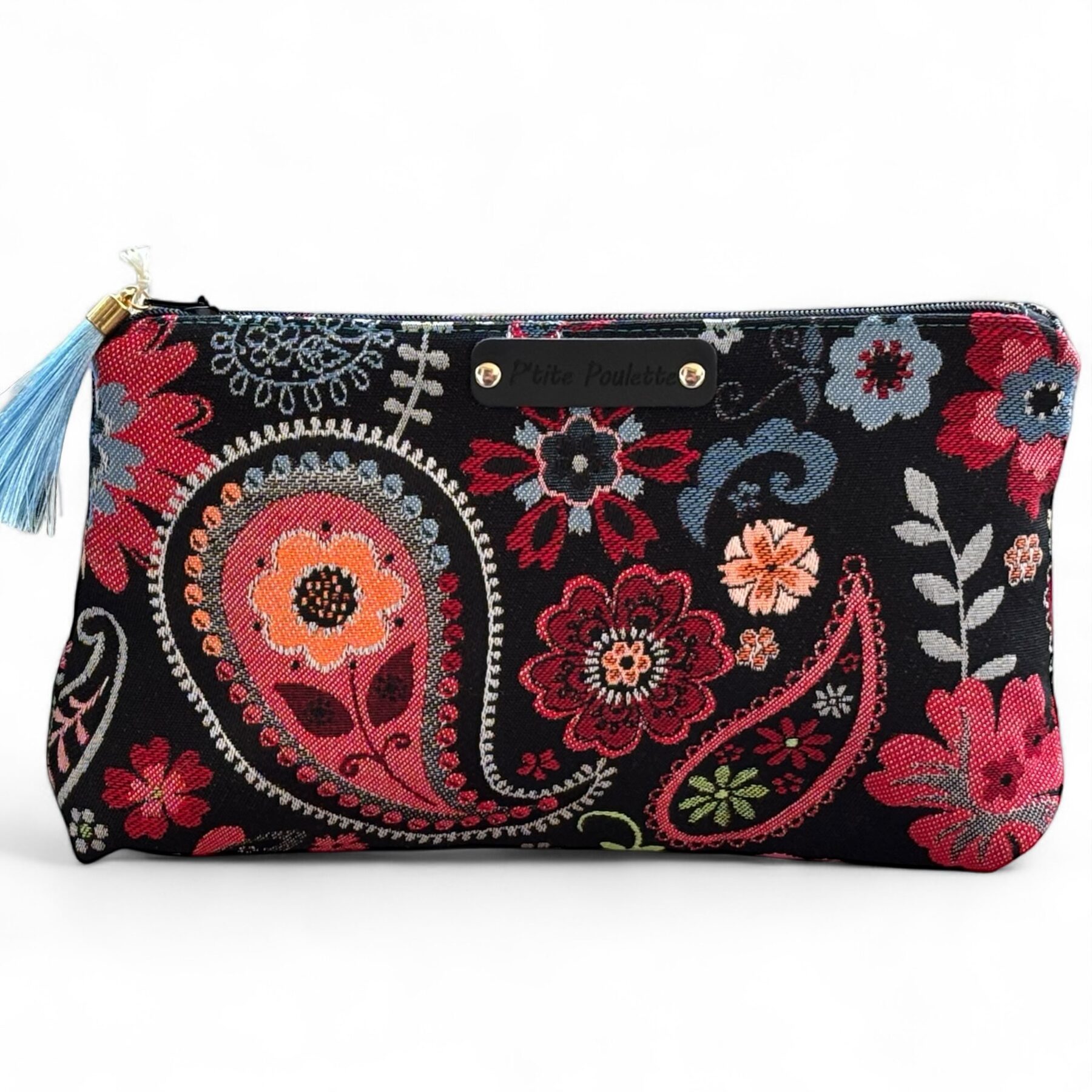 🌺 Trousse en Jacquard Fleuri – Création Artisanale Française