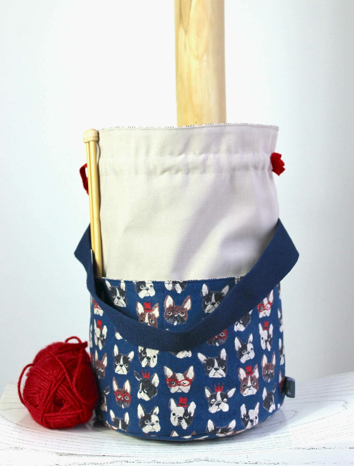 Sac à projets crochet tricot, grand pochon pelotes de laine, sac à ouvrages, accessoire tricot – Image 3