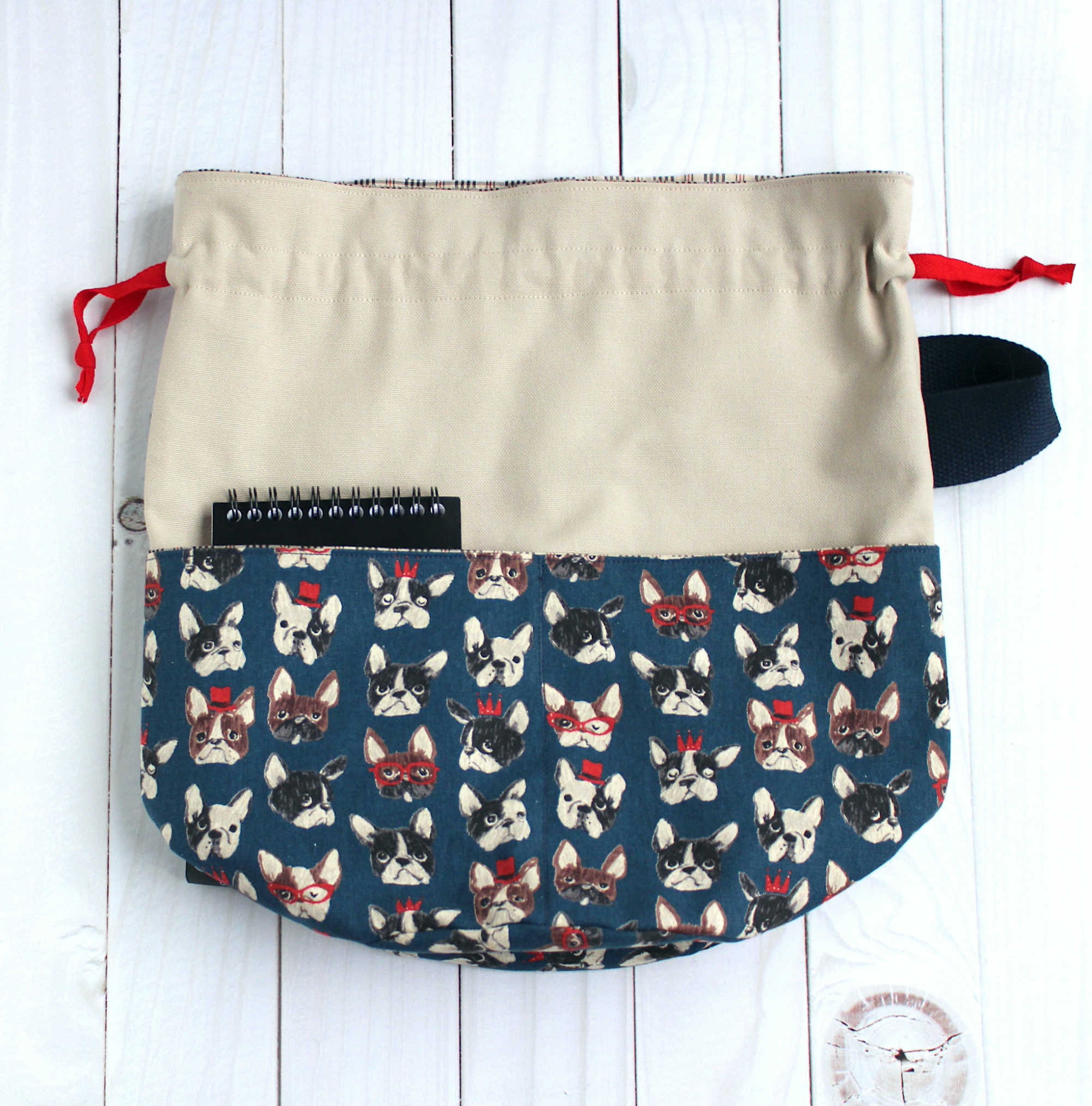 Sac à projets crochet tricot, grand pochon pelotes de laine, sac à ouvrages, accessoire tricot – Image 5