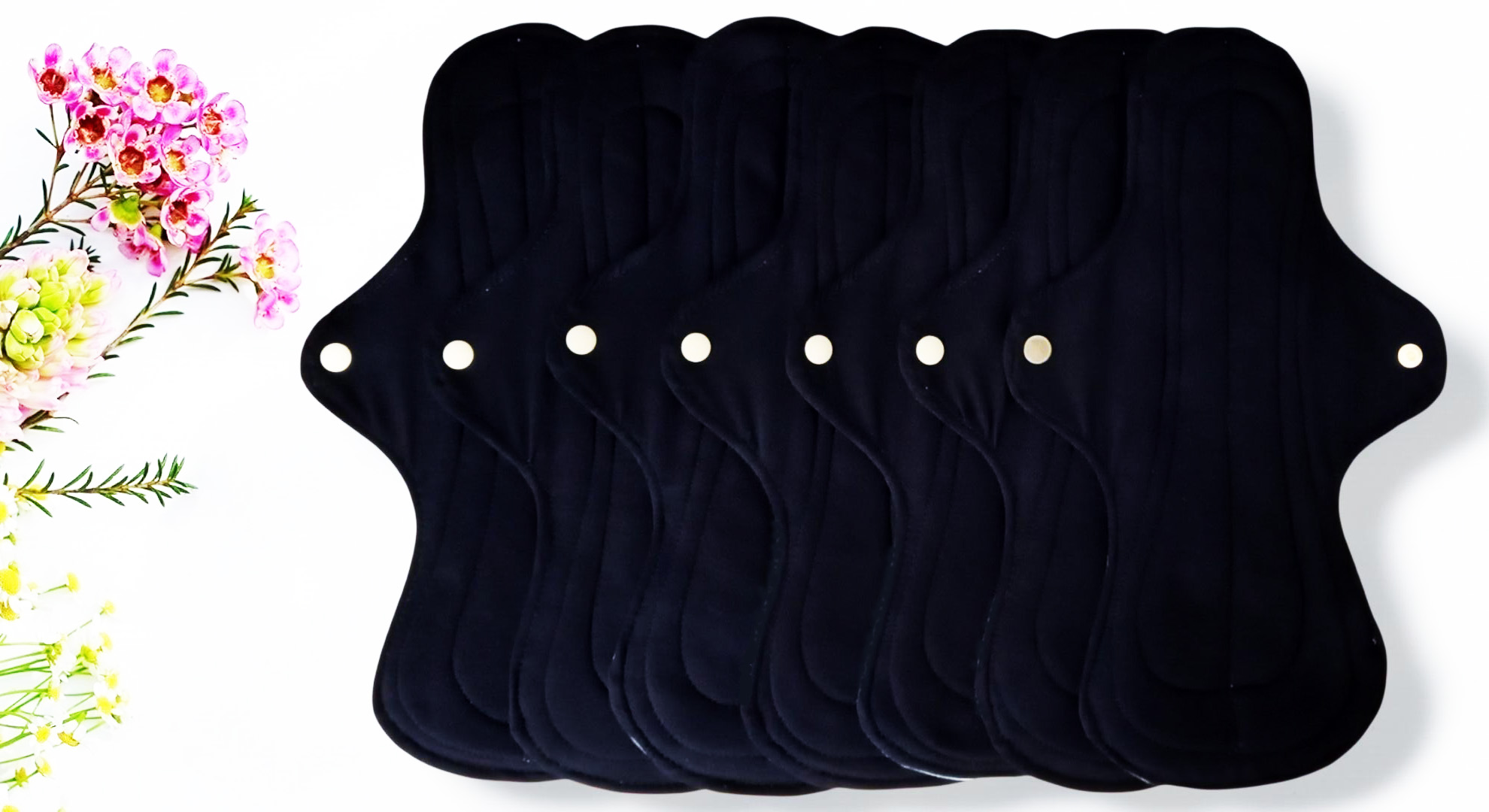 Pack 7 serviettes hygiéniques lavables ROSES (xl / nuit et flux abondants) - serviettes menstruelles lavables - Zéro déchet - shl - serviettes périodiques