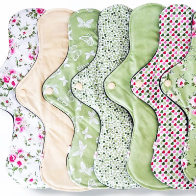 Pack 7 serviettes hygiéniques lavables ROSES (xl / nuit et flux abondants) - serviettes menstruelles lavables - Zéro déchet - shl - serviettes périodiques