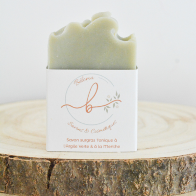 Savon surgras Menthe Tonique et Argile Verte - Douche vivifiante et soin peau à problème