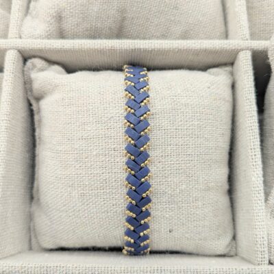 Bracelet chevrons en perles Miyuki marine et doré
