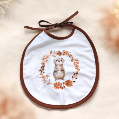 Bavoir Rond en Éponge de Bambou – Collection Loutre