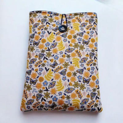 Pochette protège-livres, tablettes et liseuses – Fait main en coton Oeko-Tex® fleuri