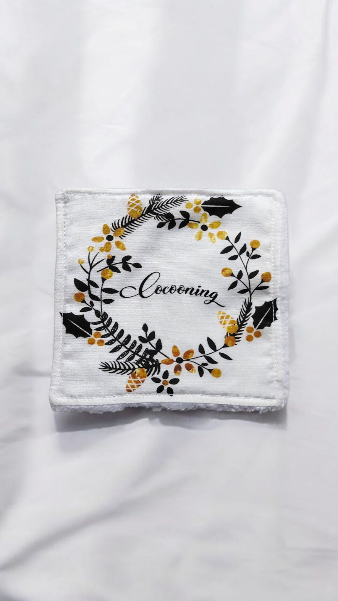 Lot de 4 lingettes lavables motif hiver – fait main en éponge de bambou et coton – idée cadeau de Noël – Image 2