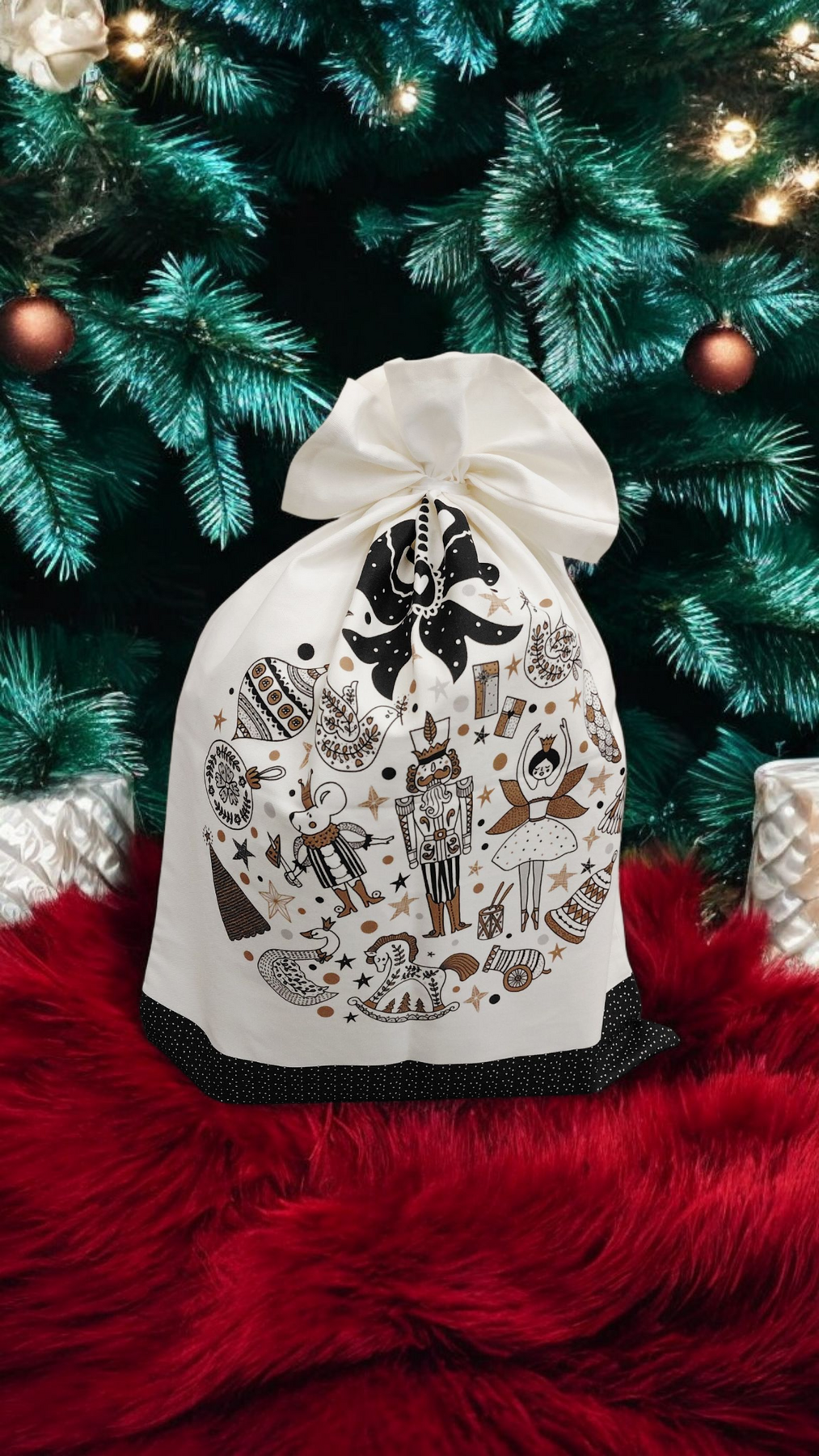 Hotte de Noël Écologique 'À Noël, tout est possible !' - Fait Main en Coton – Image 2