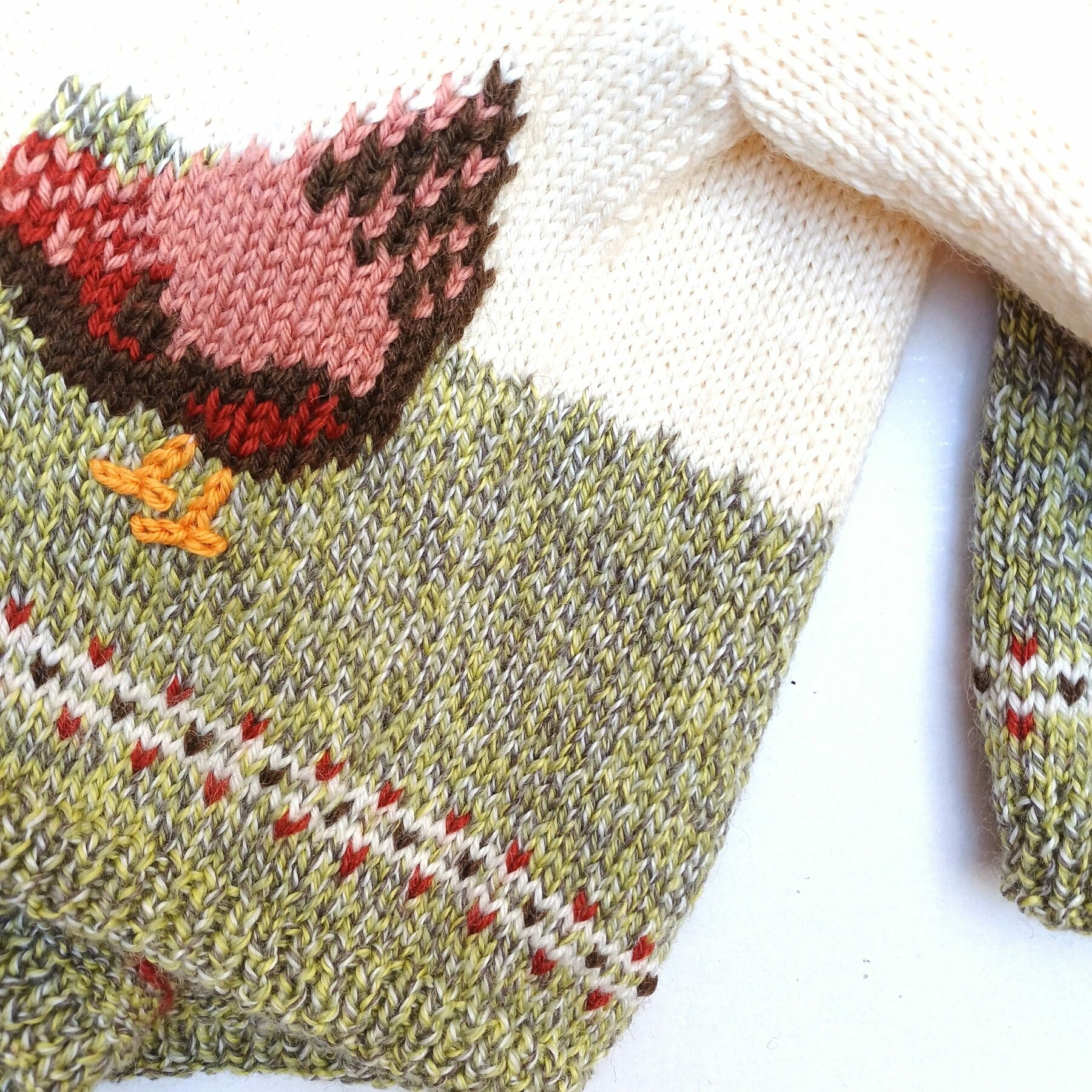 Gilet tricot pour bébé, fait main, en laine, avec des poules, taille 1 an – Image 5