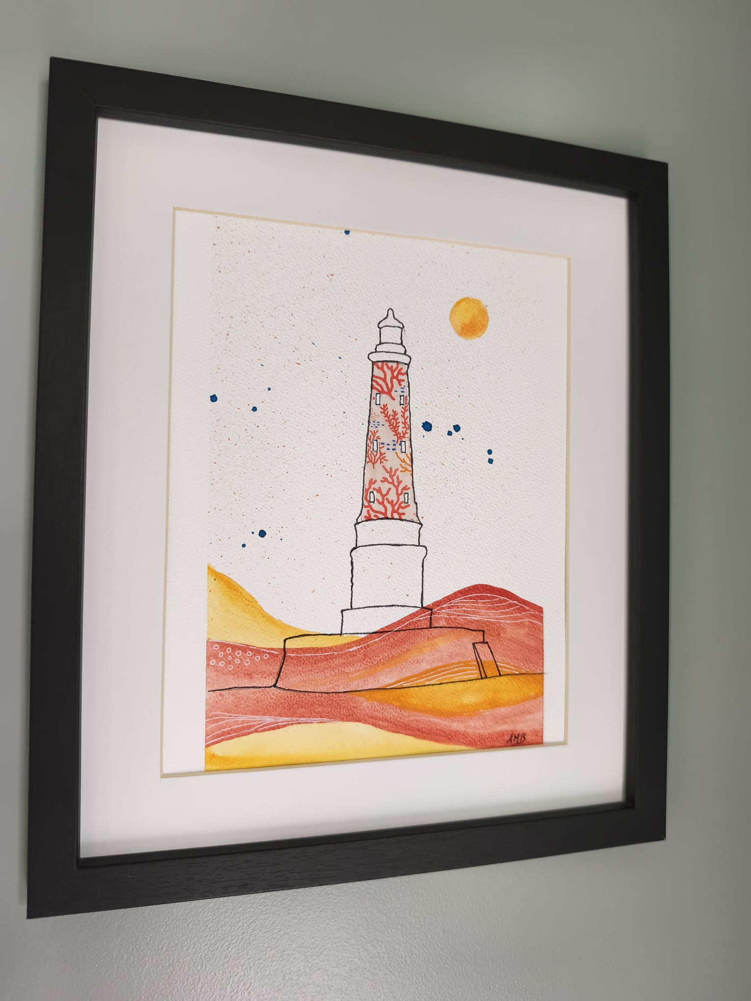 Tableau Phare de Cordouan | Technique Mixte Peinture & Collage Couleurs Vives | Fait Main France – Image 5