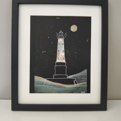 Tableau Phare de Cordouan | Technique Mixte (Peinture & Collage) | Fait Main France