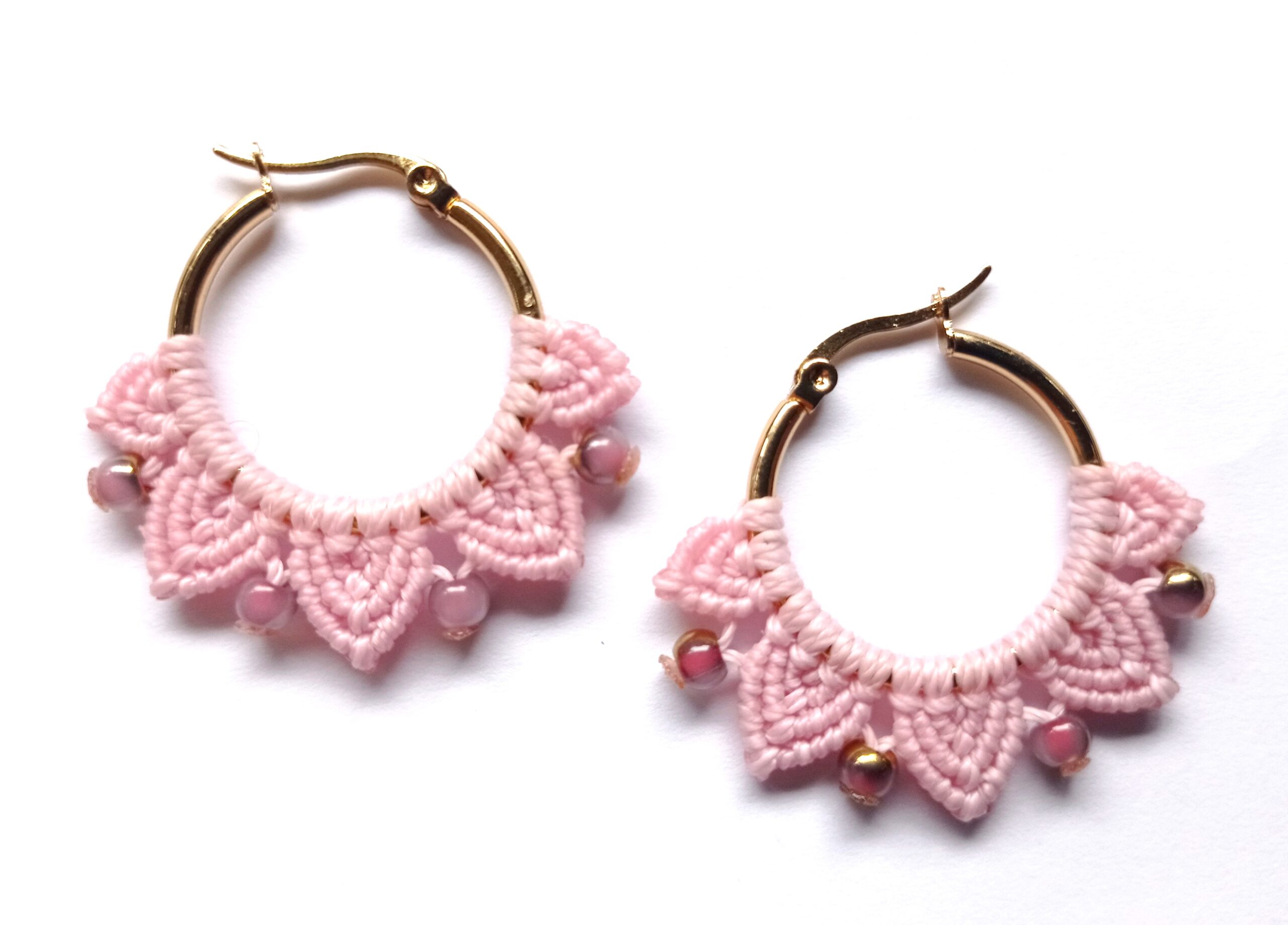 Créoles pétales, acier inoxydable, rose, petites – Image 2