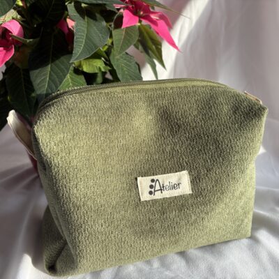 Trousse de toilette en velours Vert grande capacité