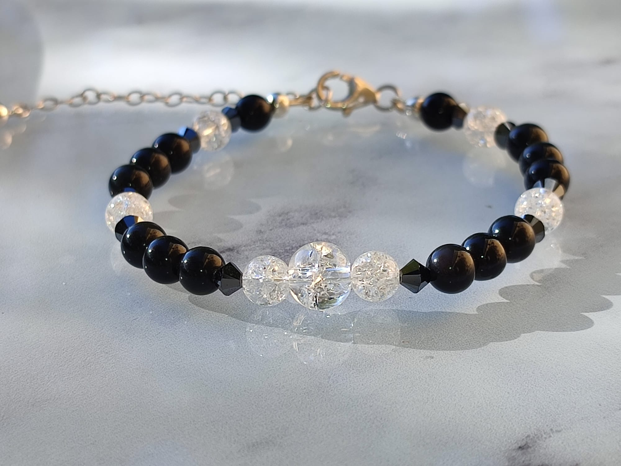 Bracelet Obsidienne Noire en Argent 925 – Protection et Ancrage