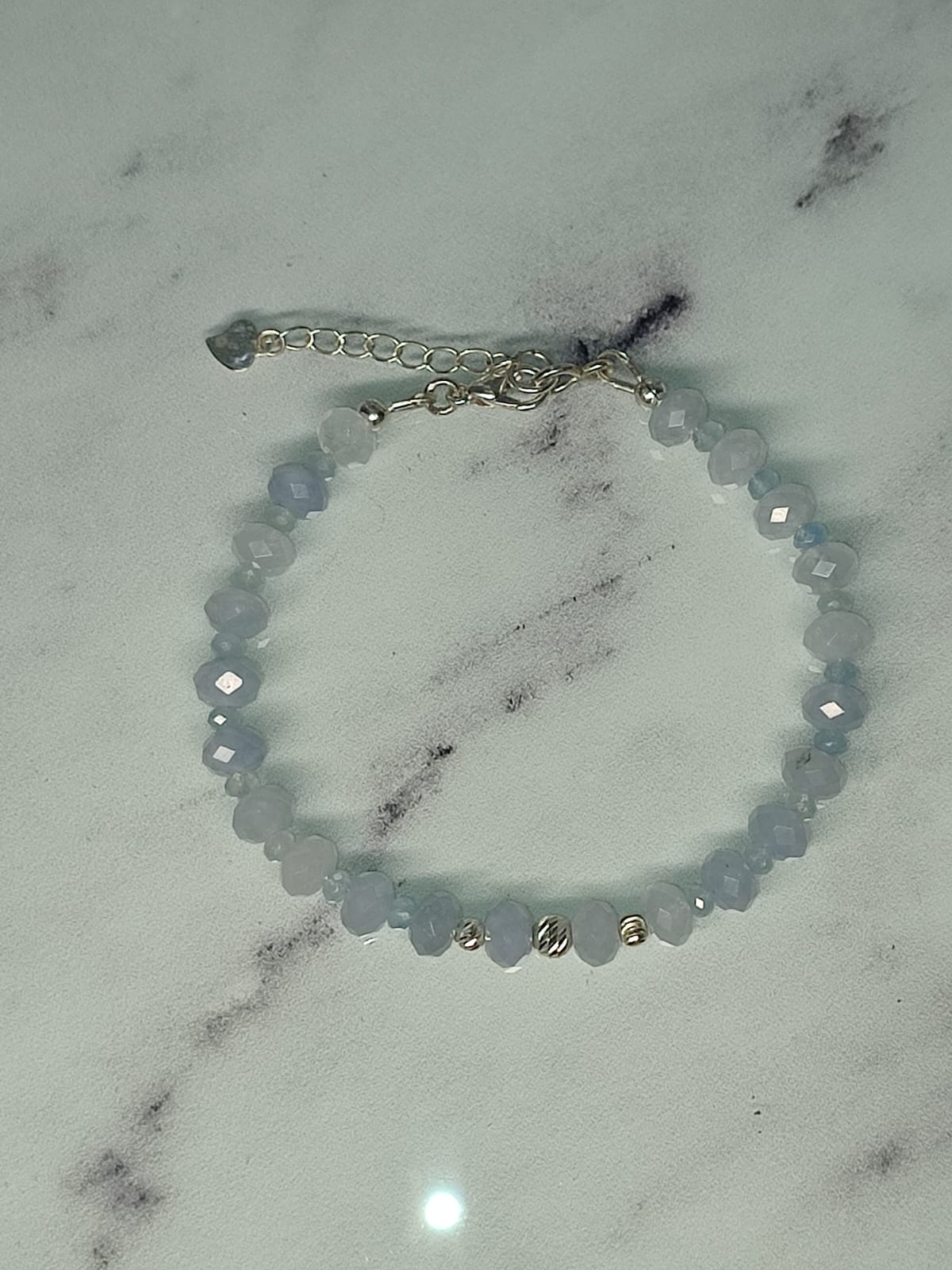 Bracelet Aigue-Marine facettée et argent 925 – Image 2