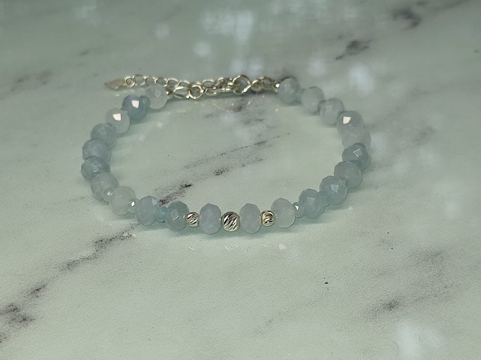 Bracelet Aigue-Marine facettée et argent 925 – Image 3
