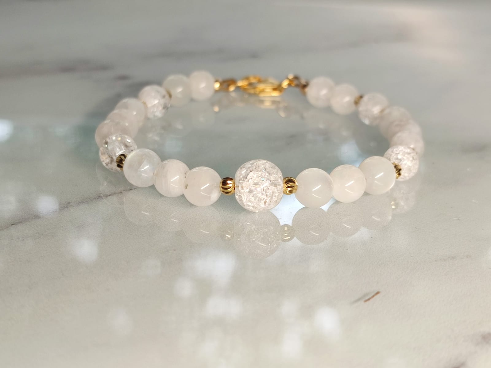 Bracelet Pierre de Lune et Cristal de Roche en Gold Filled – Image 2