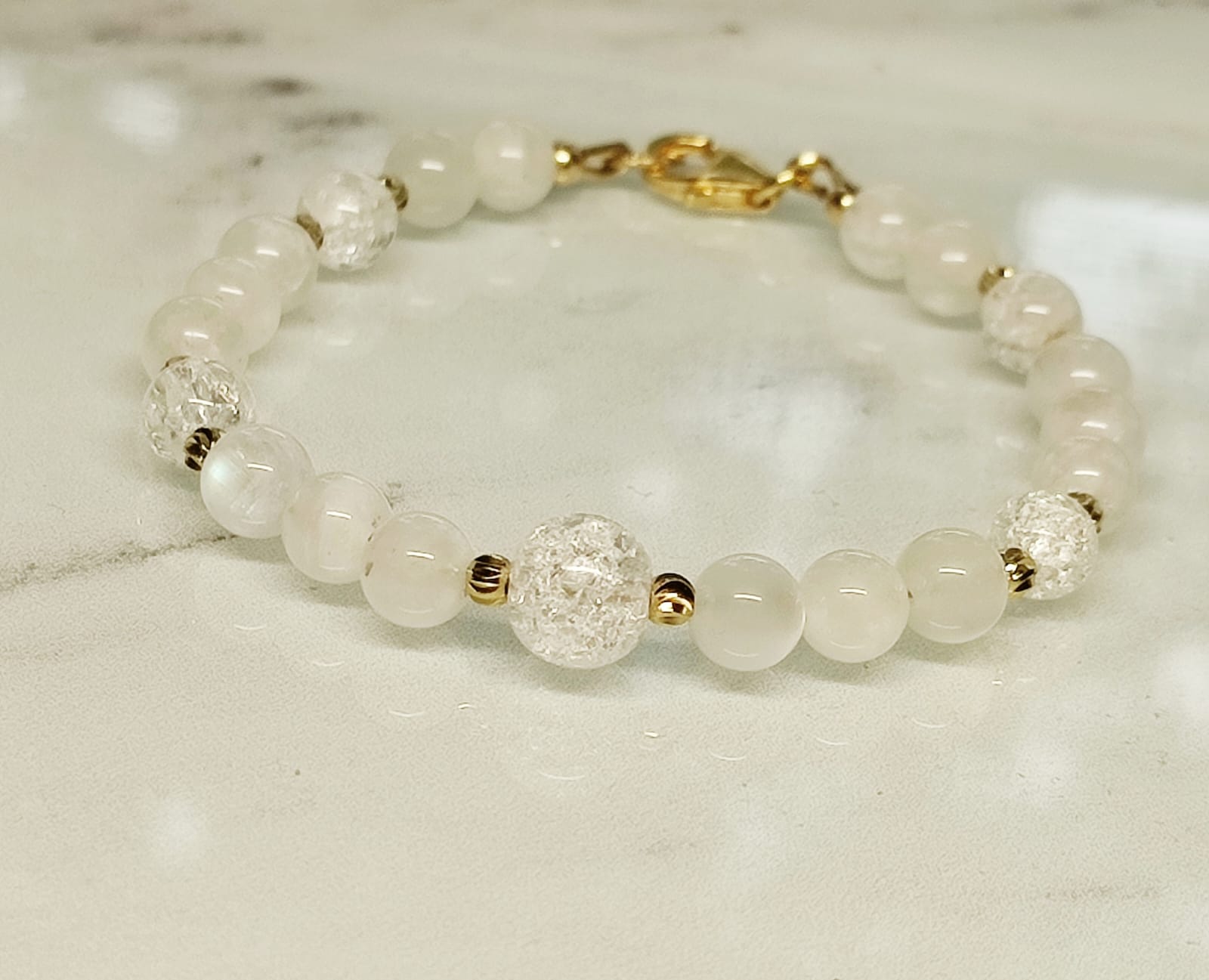 Bracelet Pierre de Lune et Cristal de Roche en Gold Filled – Image 3