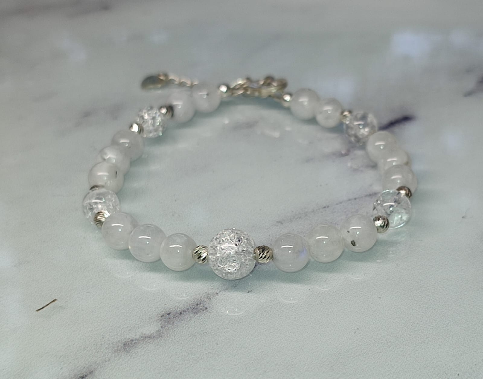 Bracelet Pierre de Lune et Cristal de Roche en Argent 925