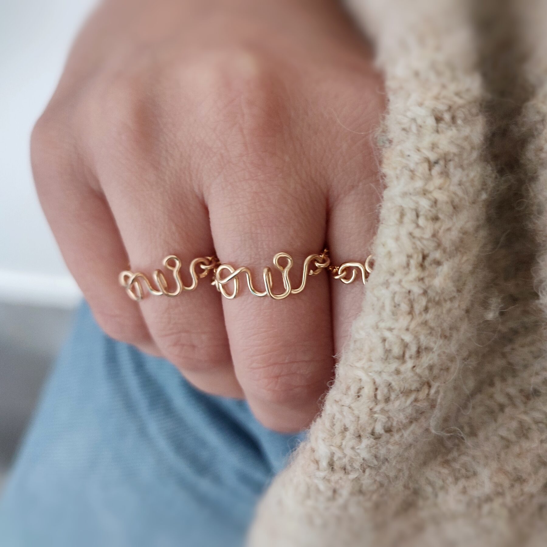 Bague chaine avec message personnalisable – Image 3