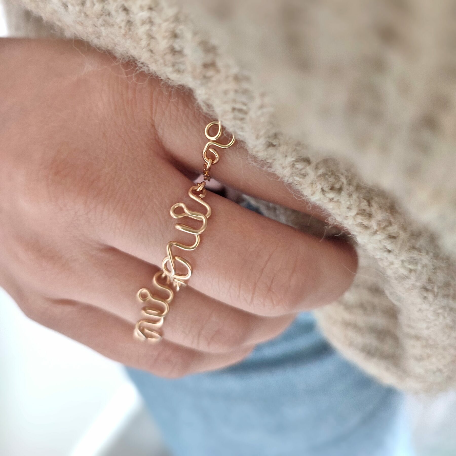 Bague chaine avec message personnalisable – Image 2
