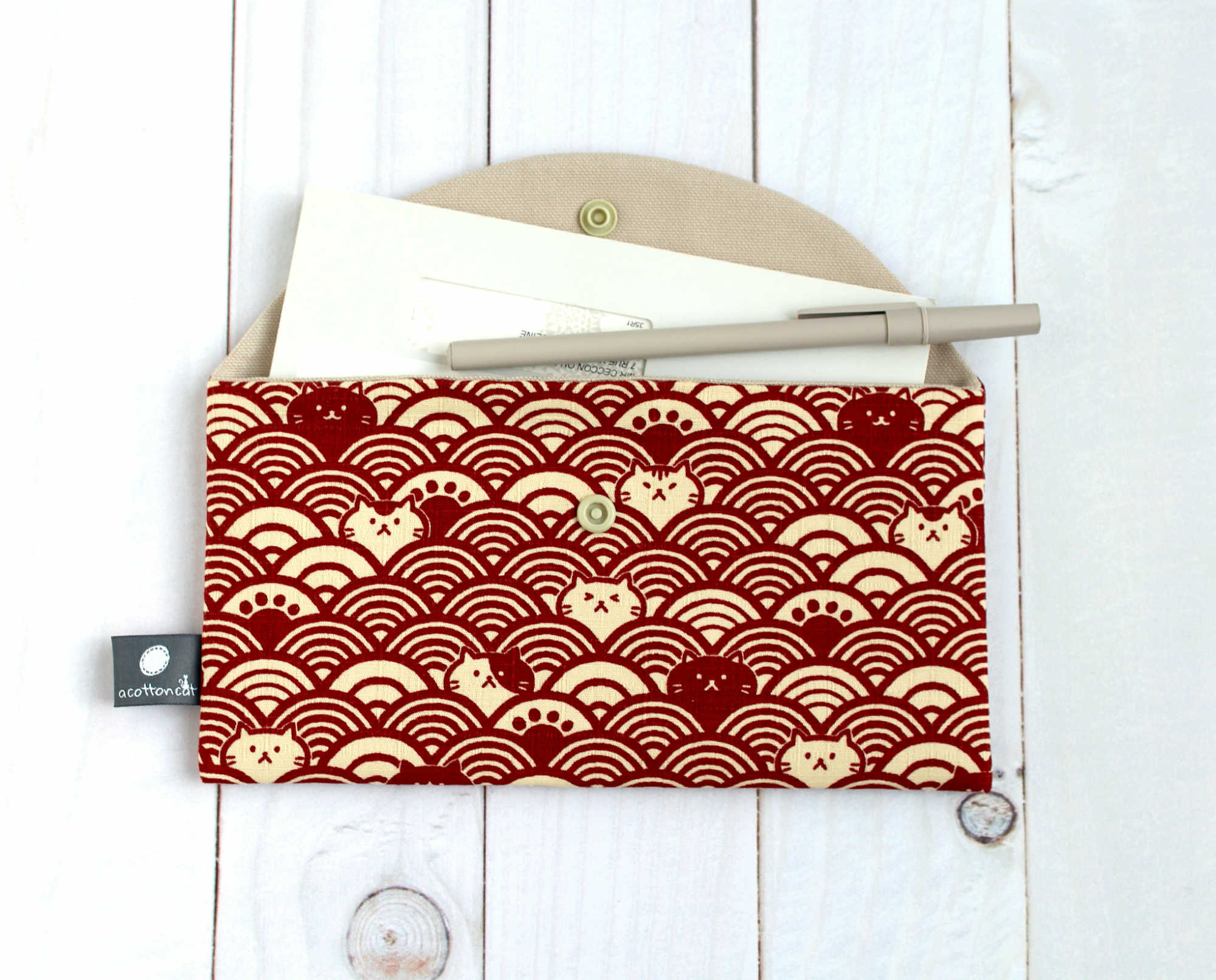 Pochette passeport billets avion, porte documents voyage, trousse japonaise enveloppe tissu – Image 3