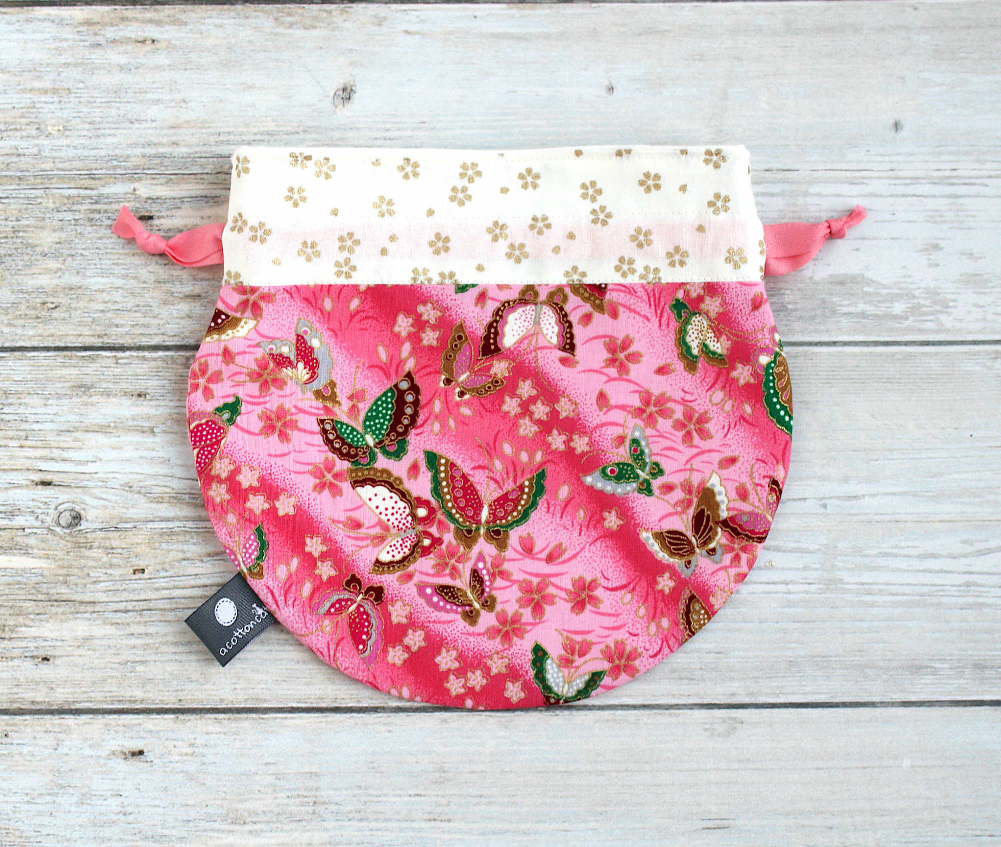 Pochette japonaise, Pochon rond liens coulissants, pochette câbles, accessoire japonais – Image 6