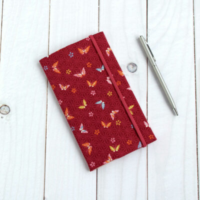 porte chequier tissu japonais papillons