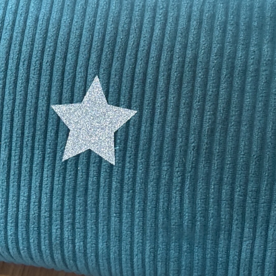 Duo trousse en velours côtelé bleu canard et son porte monnaie assorti- Création artisanale française (Copie) – Image 3