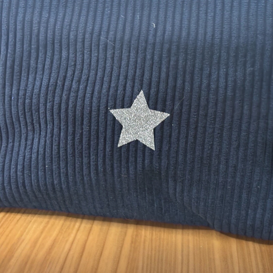Duo trousse en velours côtelé bleu marine et son porte monnaie assorti- Création artisanale française – Image 3