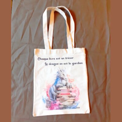 Tote bag Dragon gardien blanc