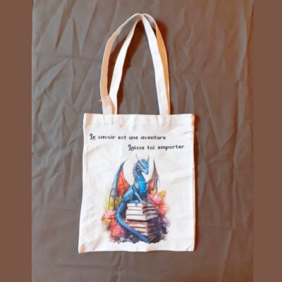 Tote bag Dragon gardien bleu