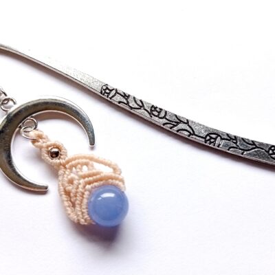 Marque pages, lune, tourmaline, métal argent