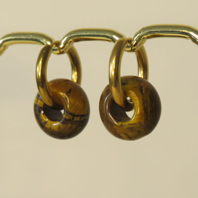 Boucles d’oreilles œil de tigre et acier inoxydable