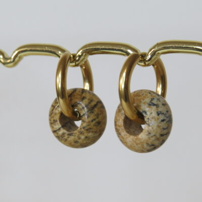 Boucles d’oreilles jaspe paysage et acier inoxydable (Copie)