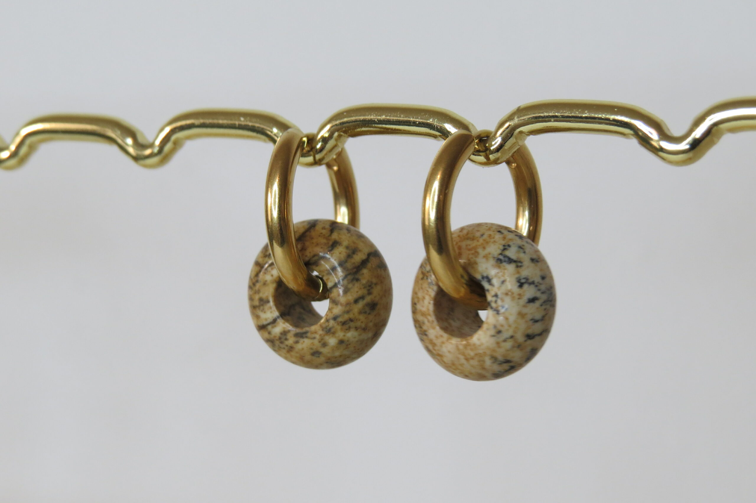 Boucles d’oreilles jaspe paysage et acier inoxydable (Copie)