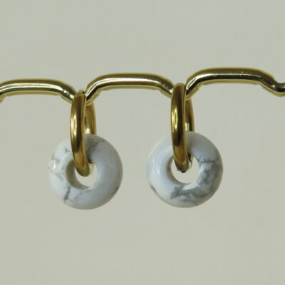 Boucles d’oreilles en howlite et acier inoxydable