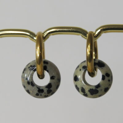 Boucles d’oreilles en jaspe dalmatien et acier inoxydable
