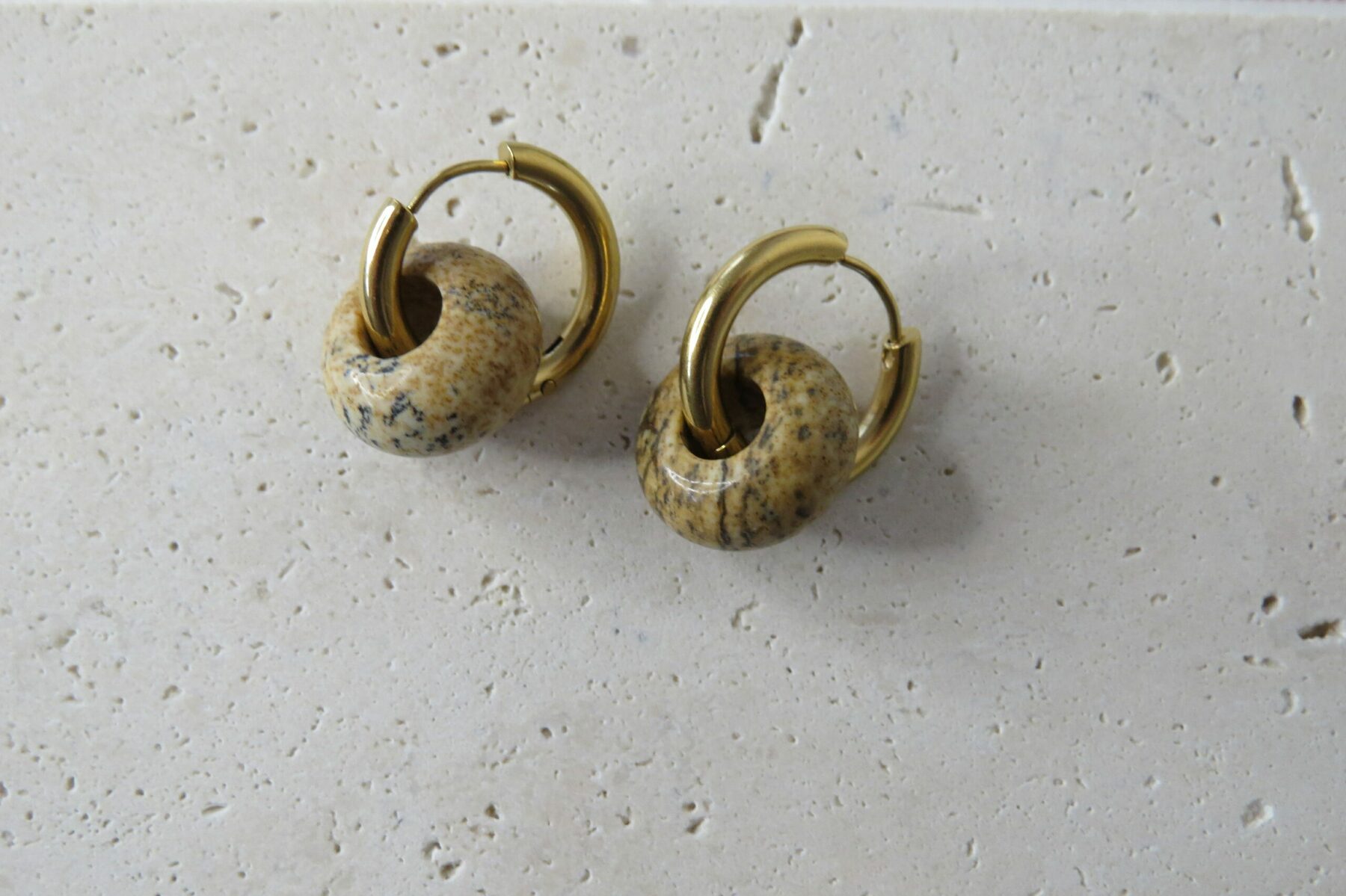 Boucles d’oreilles jaspe paysage et acier inoxydable (Copie) – Image 3