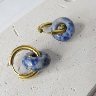 Boucles d’oreilles en sodalite et acier inoxydable