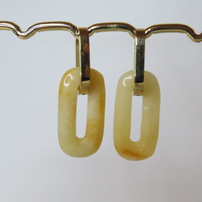 Boucles d’oreilles en jaspe jaune et acier inoxydable