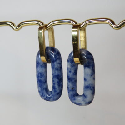 Boucles d’oreilles en sodalite et acier inoxydable