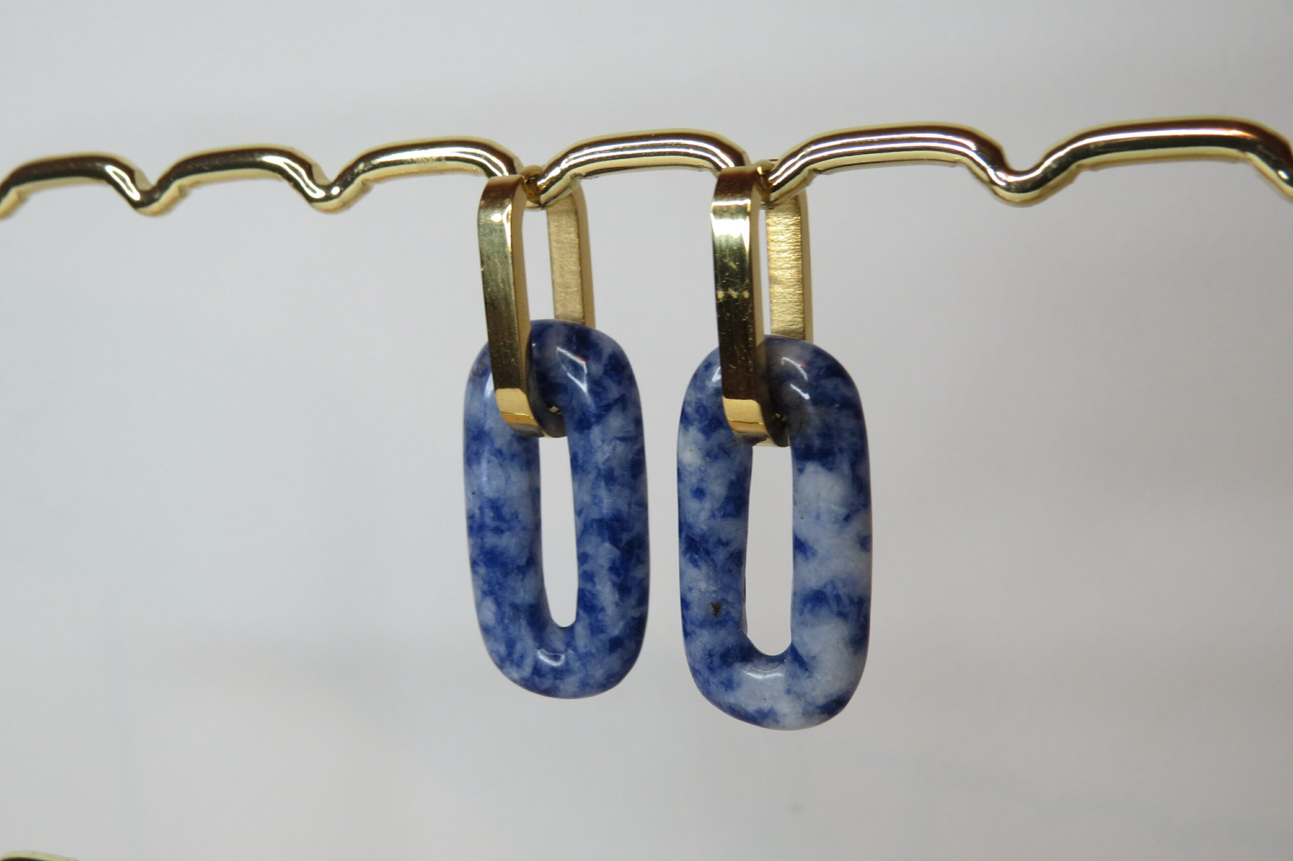 Boucles d’oreilles en sodalite et acier inoxydable