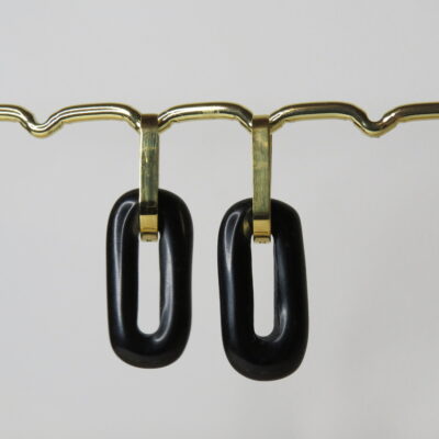 Boucles d’oreilles en onyx et acier inoxydable