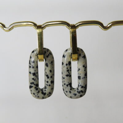 Boucles d’oreilles en jaspe dalmatien et acier inoxydable