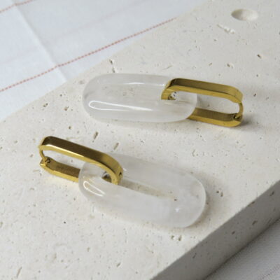 Boucles d’oreilles en quartz et acier inoxydable