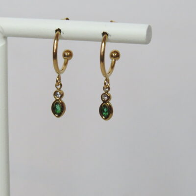Boucles d’oreilles en zirconium blanc et vert et acier inoxydable
