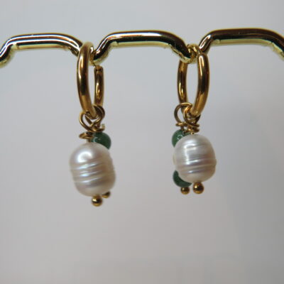 Boucles d'oreilles en perle d'eau douce et ses pierres d’aventurine