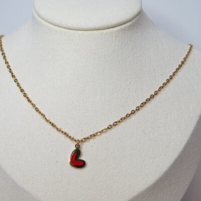 Collier coeur rouge acier inoxydable