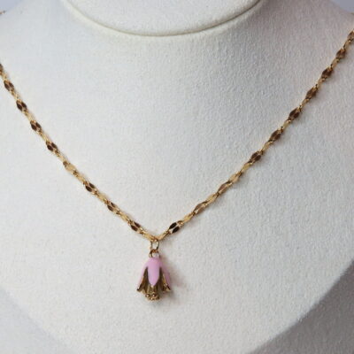 Collier fleur acier inoxydable
